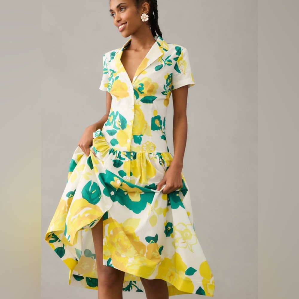 NWT Anthropologie Plenty by Tracy Reese Short-Sleeve Flounce Dress Size M